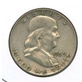 1959-D Franklin Silver Half Dollar
