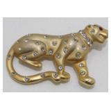 Vintage Jeweled Leopard Brooch