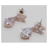 Matching Rose Gold and Rhinestone Earrings