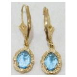 14k Gold Blue Topaz Earrings