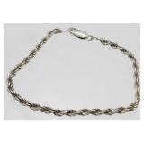 Vintage Sterling Silver Twisted Rope Bracelet -