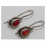 Sterling Silver and Carnelian Pierced Earrings -