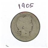 1905 Barber Silver Quarter