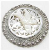 Antique Sterling Marked Ornate Pendant with Bird