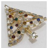 Vintage Jeweled Christmas Tree Brooch