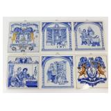 * 6 Vintage Delft Made in Holland Tiles