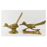 Vintage Pair of Solid Brass Roadrunner Statues