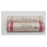 (2) 1971-D BU Lincoln Cent Rolls