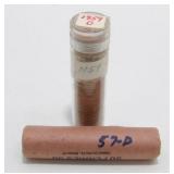 2 BU Lincoln Cent Rolls - 1957-D & 1959-D