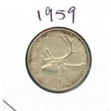 1959 Canadian Silver Quarter
