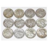 12 Mercury Silver Dimes