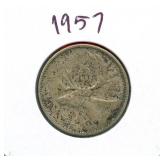 1957 Canadian Silver Quarter