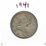 1941 Canadian Silver Quarter