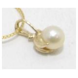 14k Gold and Pearl 18" Necklace - Chain and