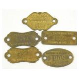 5 Trempealeau County Brass Dog Tags - 1920