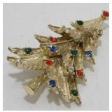 Vintage Jeweled Christmas Tree Brooch