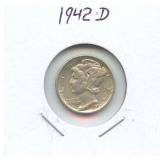 1942-D Mercury Silver Dime