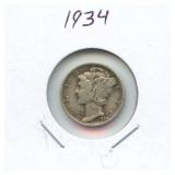 1934 Mercury Silver Dime