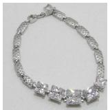 Vintage Sterling Silver and Square Jeweled