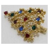 Vintage Eisenberg Jeweled Christmas Tree Brooch