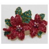 Vintage Jewel Encrusted Poinsettia Brooch