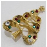Jeweled Stylized Christmas Tree Brooch