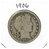 1906 Barber Silver Half Dollar