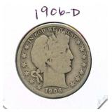 1906-D Barber Silver Half Dollar