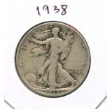 1938 Walking Liberty Silver Half Dollar