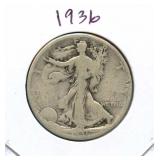 1936 Walking Liberty Silver Half Dollar