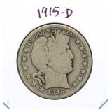 1915-D Barber Silver Half Dollar