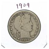 1909 Barber Silver Half Dollar