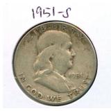 1951-S Franklin Silver Half Dollar