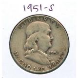 1951-S Franklin Silver Half Dollar