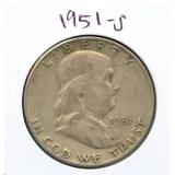 1951-S Franklin Silver Half Dollar
