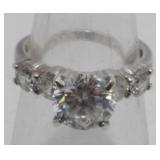 Sterling Silver and White Stone Ring - 3.09 grams