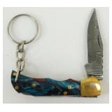 New Damascus Blade Folding Keychain Knife