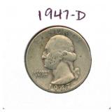 1947-D Washington Silver Quarter