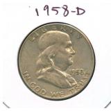 1958-D Franklin Silver Half Dollar