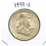 1951-S Franklin Silver Half Dollar