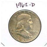 1962-D Franklin Silver Half Dollar