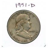 1951-D Franklin Silver Half Dollar