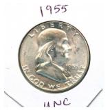 1955 Uncirculated Franklin Silver Half Dollar