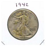 1942 Walking Liberty Silver Half Dollar