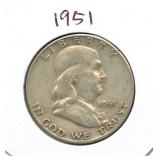 1951 Franklin Silver Half Dollar