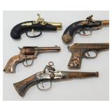 Lot of 5 Vintage Gun Lighters