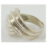 Vintage Sterling Silver Swirl Ribbed Rings - Size