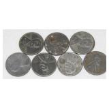 6 Lincoln Steel WWII Cents plus a 1982-D Lincoln