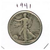 1941 Walking Liberty Silver Half Dollar