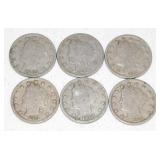 6 Liberty "V" Nickels